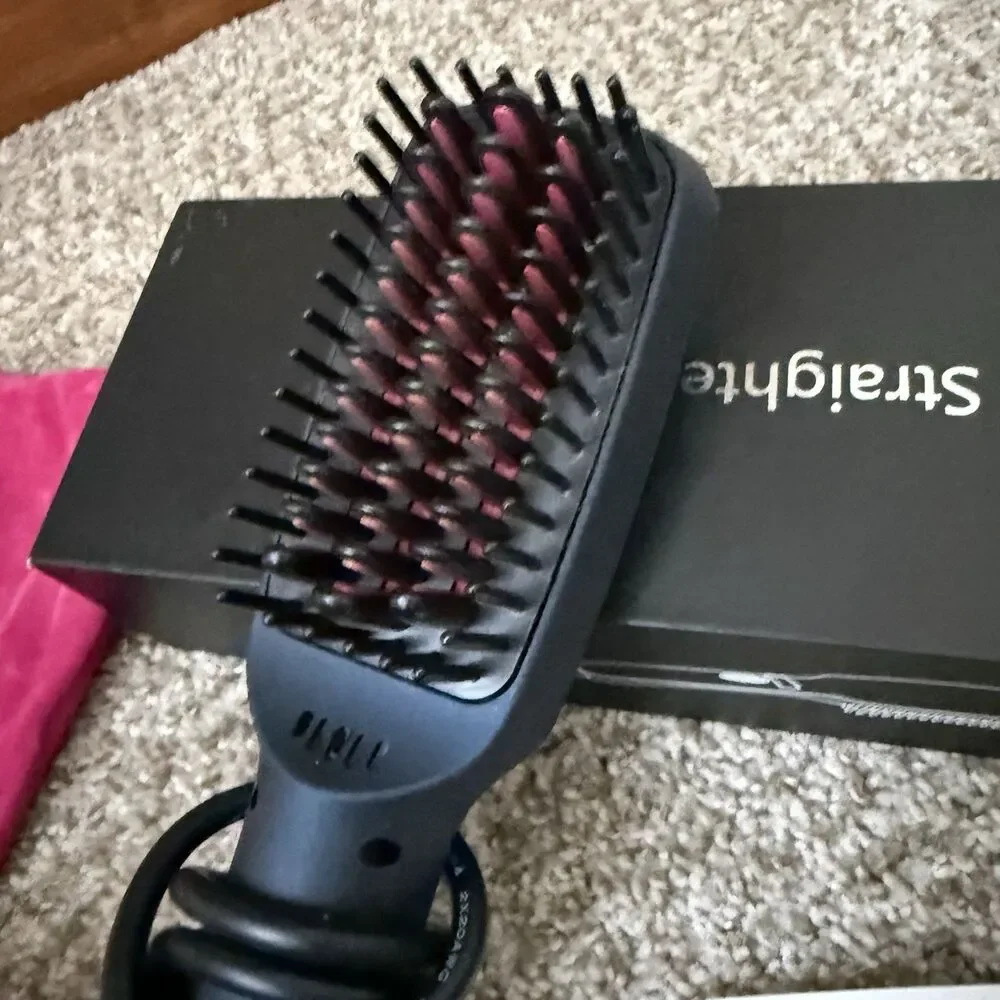 Tec.bean ionic hair straightener brush MX-1699B Black & Pink New